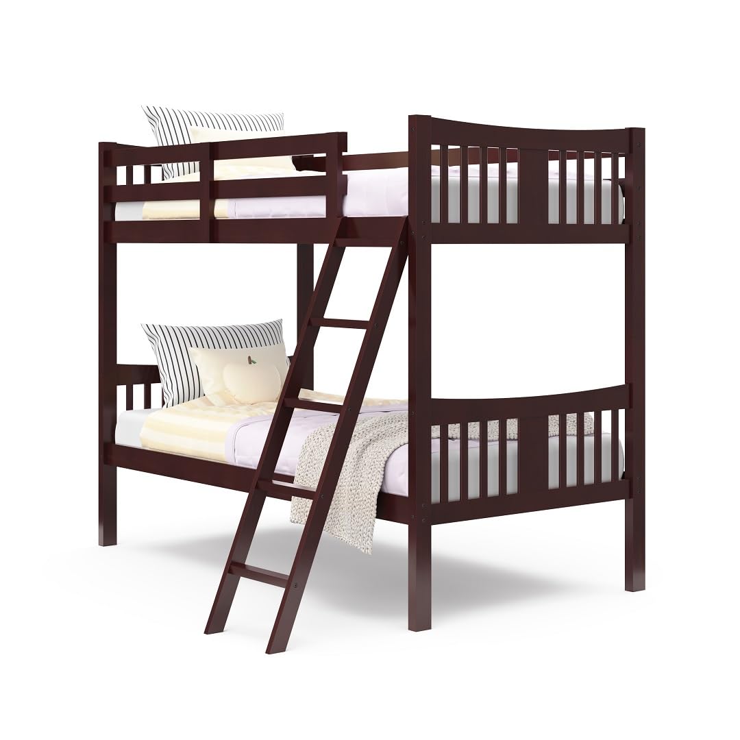 Storkcraft Caribou Bunk Bed Twin Over Twin Bunk Bed (White) - GREENGUARD Gold Certified, Twin Bunk Beds for Kids, Converts to 2 Individual Twin Beds, Bunk Beds for Kids - Grand Goldman