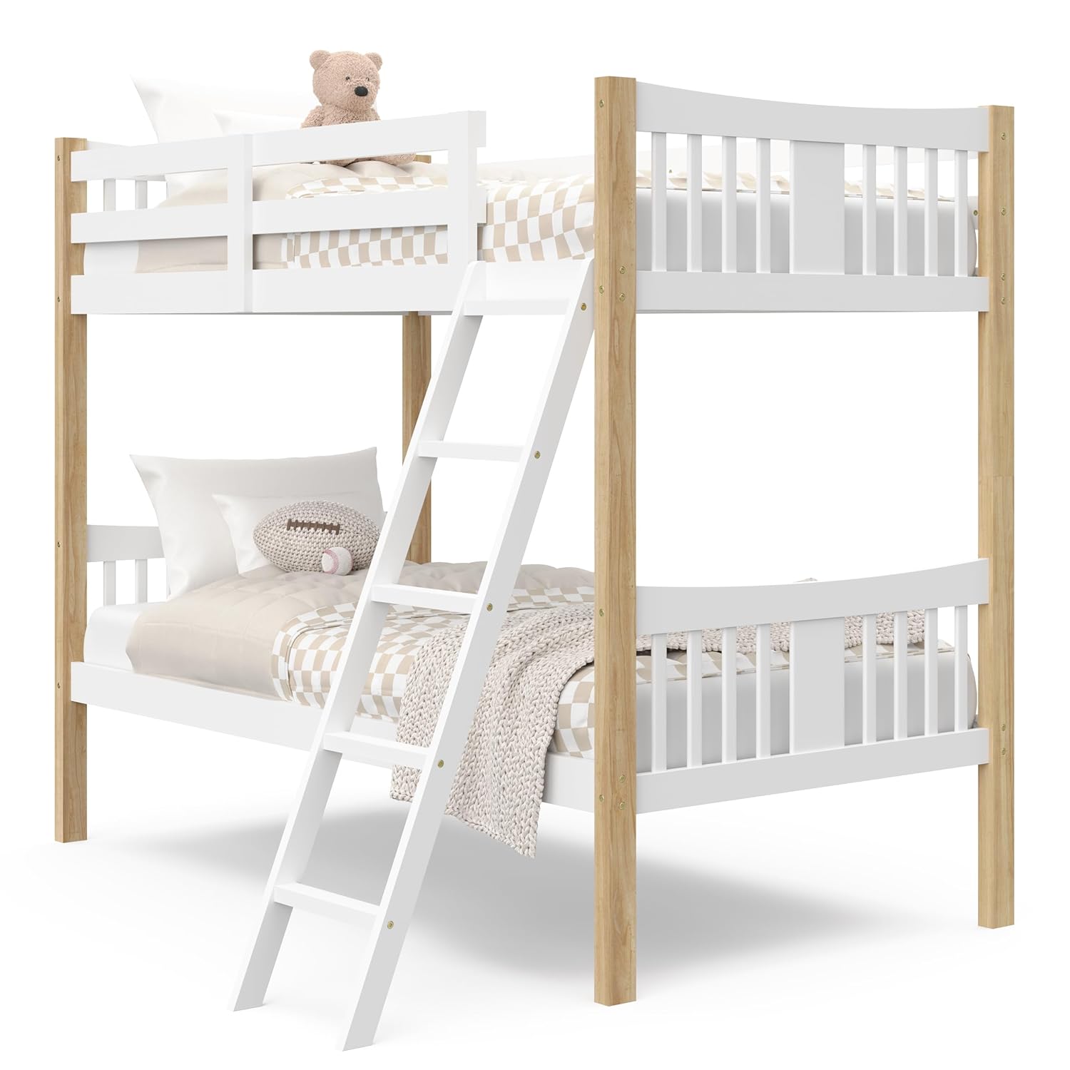 Storkcraft Caribou Bunk Bed Twin Over Twin Bunk Bed (White) - GREENGUARD Gold Certified, Twin Bunk Beds for Kids, Converts to 2 Individual Twin Beds, Bunk Beds for Kids - Grand Goldman