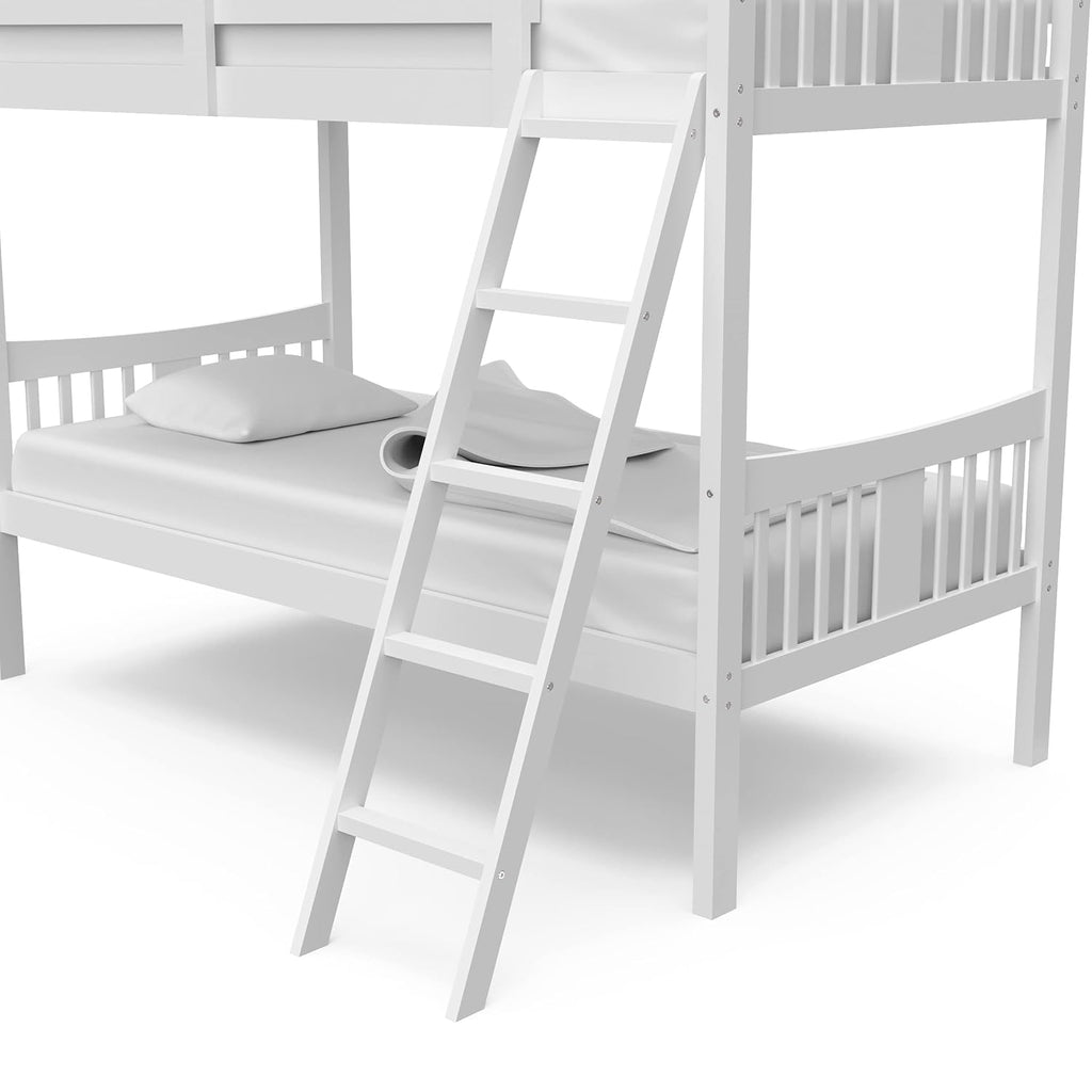 Storkcraft Caribou Bunk Bed Twin Over Twin Bunk Bed (White) - GREENGUARD Gold Certified, Twin Bunk Beds for Kids, Converts to 2 Individual Twin Beds, Bunk Beds for Kids - Grand Goldman