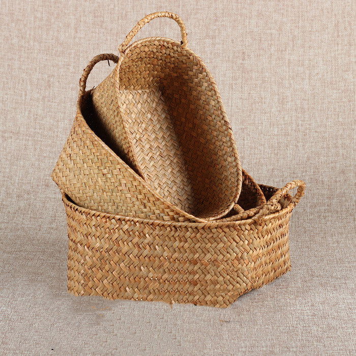 Straw Organizing Basket Storage Basket Basket - Grand Goldman