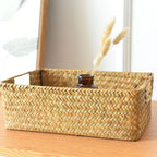 Straw Woven Rectangular Storage Baskets, Finishing Baskets, Woven Bamboo Baskets, Storage Baskets - Grand Goldman