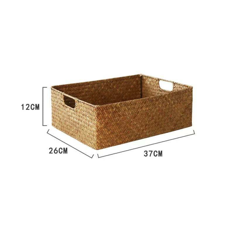 Straw Woven Rectangular Storage Baskets, Finishing Baskets, Woven Bamboo Baskets, Storage Baskets - Grand Goldman