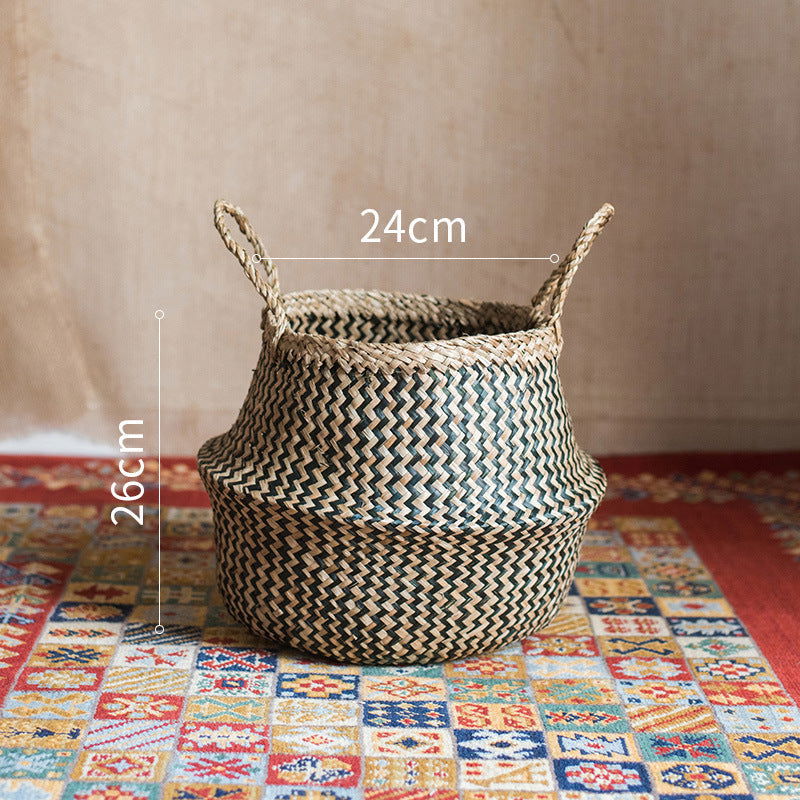 Straw storage basket, storage basket can be folded - Grand Goldman
