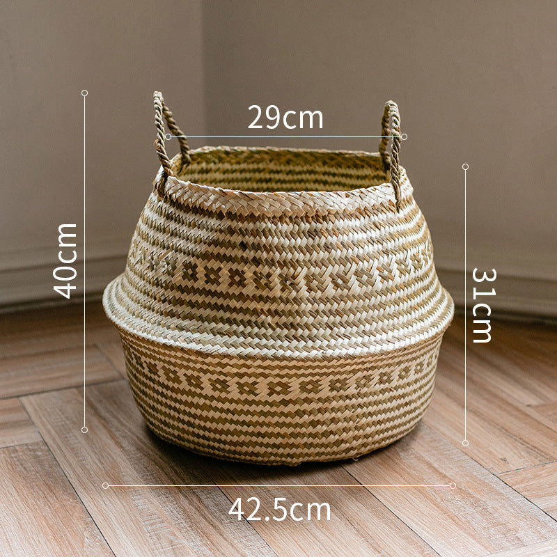 Straw storage basket, storage basket can be folded - Grand Goldman