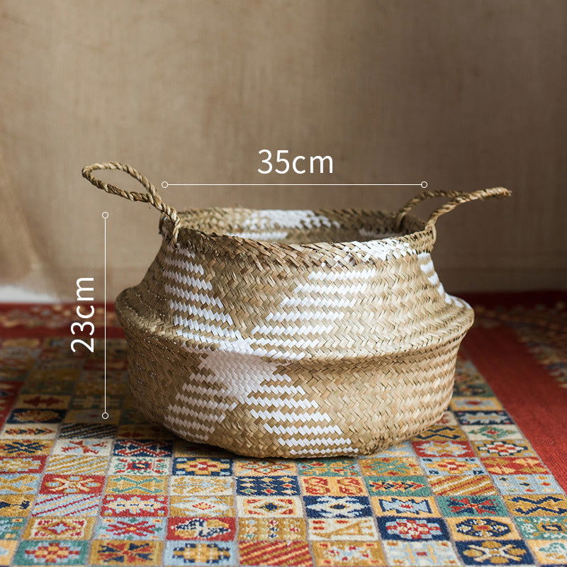 Straw storage basket, storage basket can be folded - Grand Goldman