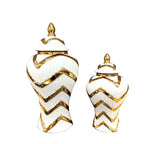 Striped Gold General Can Ceramic Pot Ginger Jar Storage Tank Geometry Porcelain Handicraft Flower Vase Home Decoration - Grand Goldman