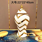 Striped Gold General Can Ceramic Pot Ginger Jar Storage Tank Geometry Porcelain Handicraft Flower Vase Home Decoration - Grand Goldman