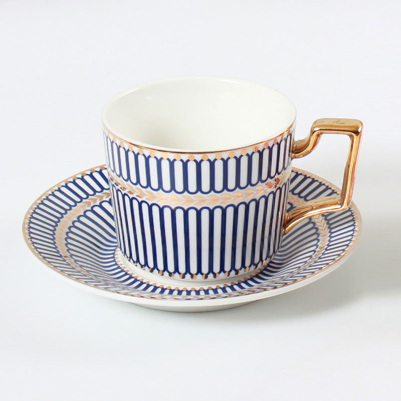 Striped bone china coffee cup - Grand Goldman