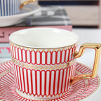 Striped bone china coffee cup - Grand Goldman