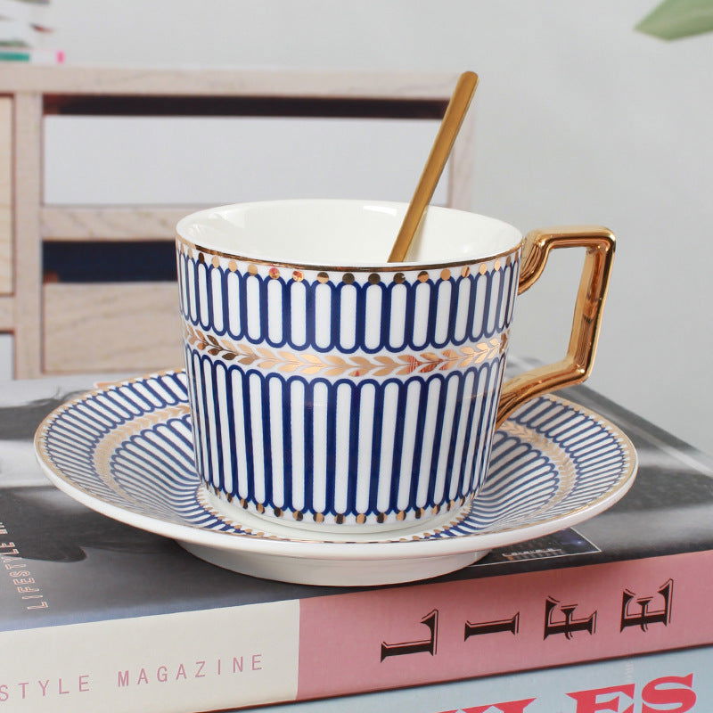 Striped bone china coffee cup - Grand Goldman