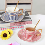 Striped bone china coffee cup - Grand Goldman