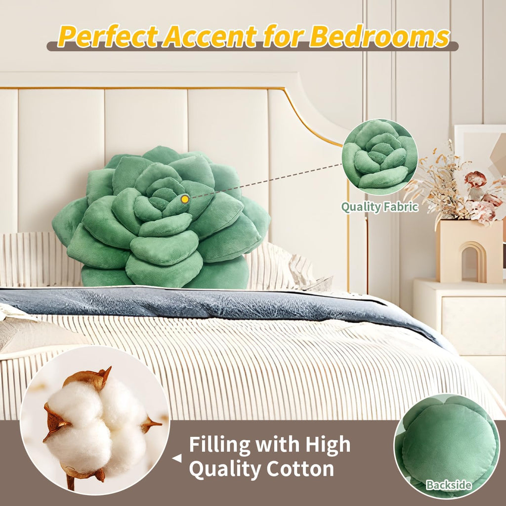 Succulent Pillow - Hand-Stitched Plush Decorative Throw Pillow,3D Flower Pillow, Plant-Shaped Pillows, Plush Cushions for Bedroom, Living Room, and Home Decoration 50cm/19.68in - Grand Goldman