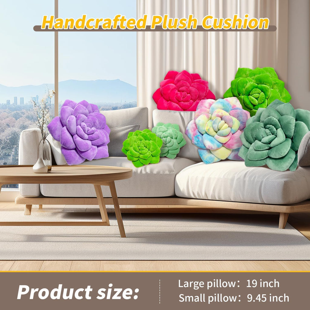 Succulent Pillow - Hand-Stitched Plush Decorative Throw Pillow,3D Flower Pillow, Plant-Shaped Pillows, Plush Cushions for Bedroom, Living Room, and Home Decoration 50cm/19.68in - Grand Goldman