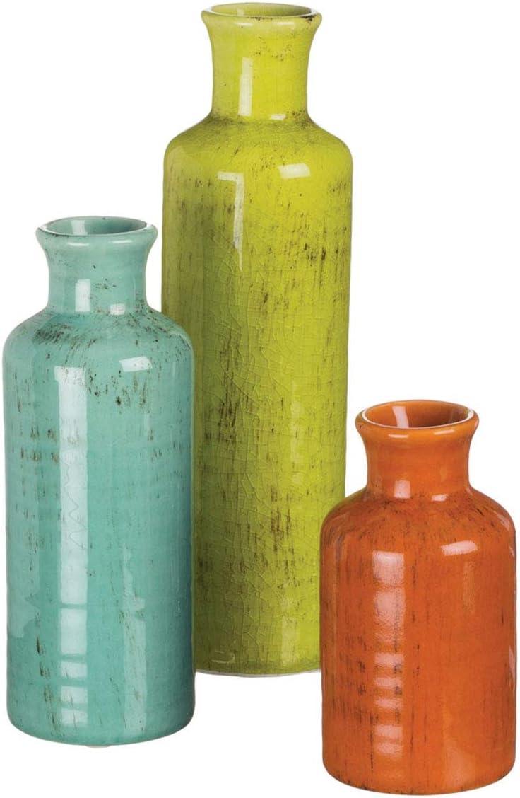 Sullivans White Ceramic Vase Set, Farmhouse Decor, Home Decorative Vase, Vases For Your Kitchen, Bedroom, Office, Living Room, Bathroom, & Shelf Centerpiece Table Decorations (CM2333) - Grand Goldman