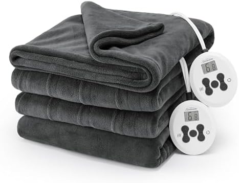 Sunbeam Electric Royal Luxe Microplush Heated Blanket 12 Heat Settings, 12-Hour Selectable Auto Shut-Off, Fast Heating, Warm and Cozy, Sandstone Color, Queen, 90" x 84" - Grand Goldman