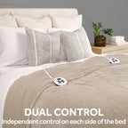 Sunbeam Electric Royal Luxe Microplush Heated Blanket 12 Heat Settings, 12-Hour Selectable Auto Shut-Off, Fast Heating, Warm and Cozy, Sandstone Color, Queen, 90" x 84" - Grand Goldman