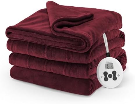 Sunbeam Electric Royal Luxe Microplush Heated Blanket 12 Heat Settings, 12-Hour Selectable Auto Shut-Off, Fast Heating, Warm and Cozy, Sandstone Color, Queen, 90" x 84" - Grand Goldman