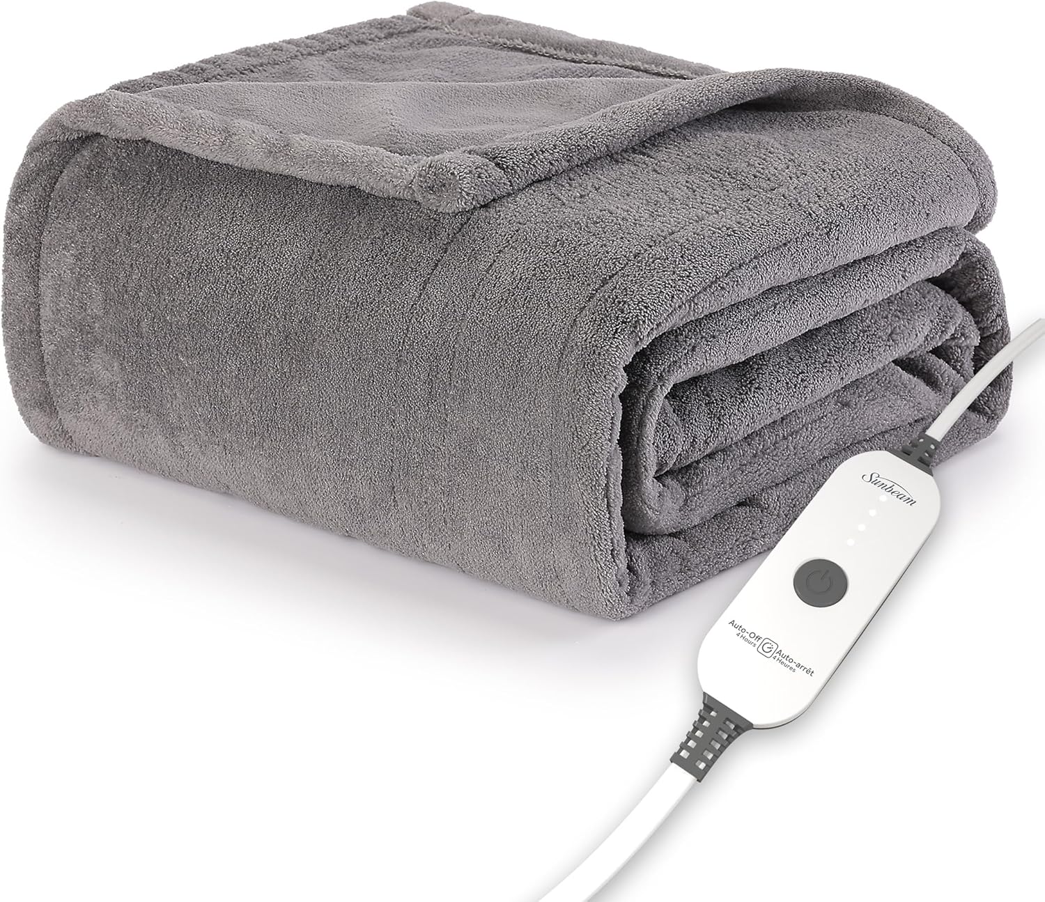 Sunbeam Electric Royal Luxe Microplush Heated Blanket 12 Heat Settings, 12-Hour Selectable Auto Shut-Off, Fast Heating, Warm and Cozy, Sandstone Color, Queen, 90" x 84" - Grand Goldman