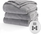 Sunbeam Electric Royal Luxe Microplush Heated Blanket 12 Heat Settings, 12-Hour Selectable Auto Shut-Off, Fast Heating, Warm and Cozy, Sandstone Color, Queen, 90" x 84" - Grand Goldman