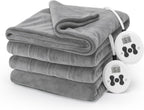 Sunbeam Electric Royal Luxe Microplush Heated Blanket 12 Heat Settings, 12-Hour Selectable Auto Shut-Off, Fast Heating, Warm and Cozy, Sandstone Color, Queen, 90" x 84" - Grand Goldman