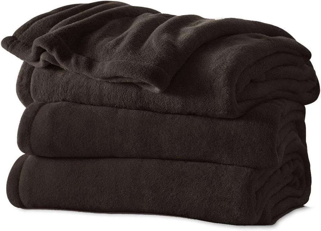 Sunbeam Electric Royal Luxe Microplush Heated Blanket 12 Heat Settings, 12-Hour Selectable Auto Shut-Off, Fast Heating, Warm and Cozy, Sandstone Color, Queen, 90" x 84" - Grand Goldman