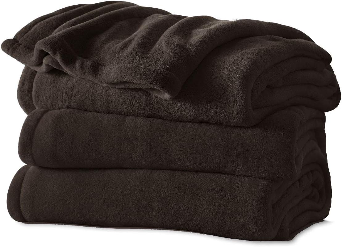 Sunbeam Electric Royal Luxe Microplush Heated Blanket 12 Heat Settings, 12-Hour Selectable Auto Shut-Off, Fast Heating, Warm and Cozy, Sandstone Color, Queen, 90" x 84" - Grand Goldman