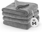 Sunbeam Electric Royal Luxe Microplush Heated Blanket 12 Heat Settings, 12-Hour Selectable Auto Shut-Off, Fast Heating, Warm and Cozy, Sandstone Color, Queen, 90" x 84" - Grand Goldman