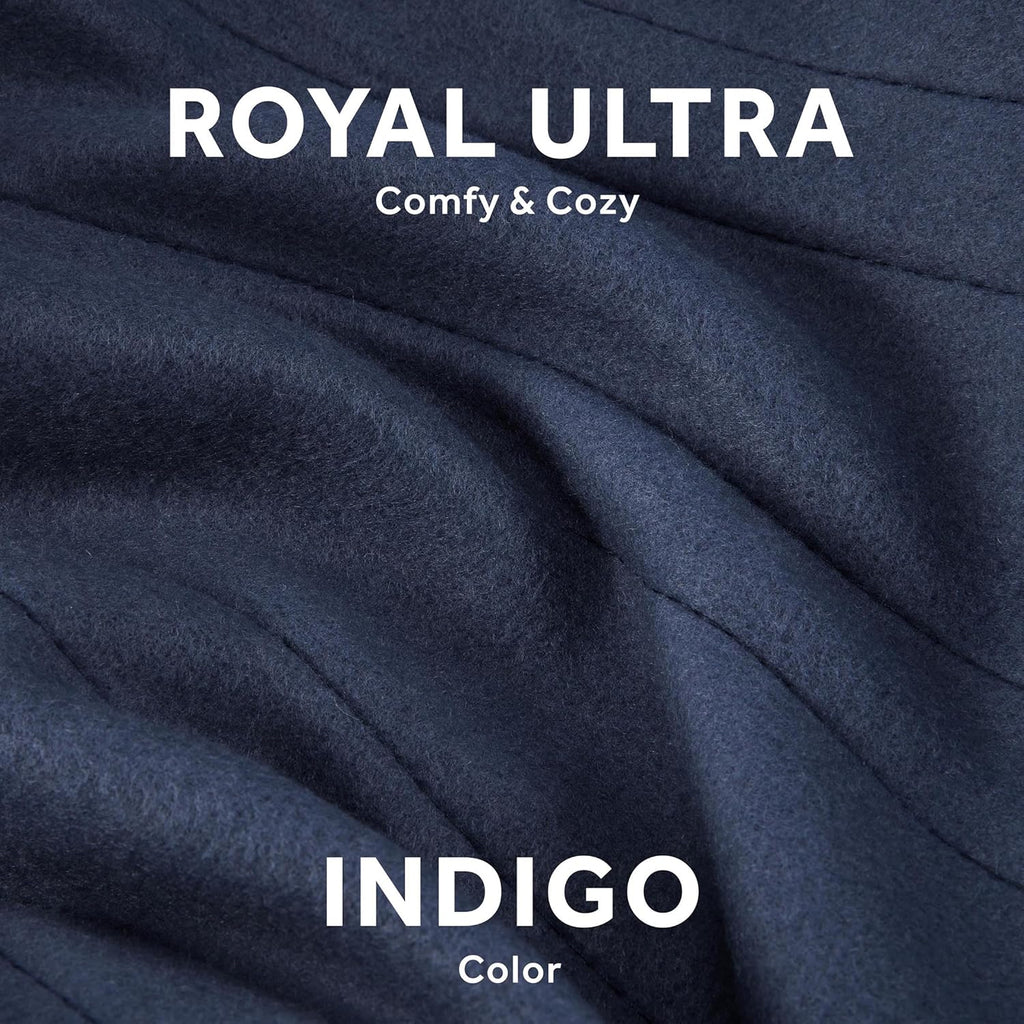 Sunbeam Royal Ultra Fleece Heated Electric Blanket Twin Size, 84" x 62", 12 Heat Settings, 12-Hour Selectable Auto Shut-Off, Fast Heating, Machine Washable, Warm and Cozy, Indigo - Grand Goldman