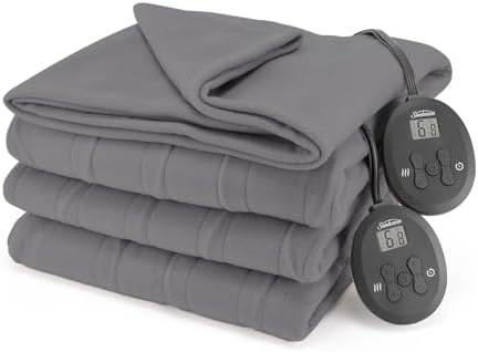 Sunbeam Royal Ultra Fleece Heated Electric Blanket Twin Size, 84" x 62", 12 Heat Settings, 12-Hour Selectable Auto Shut-Off, Fast Heating, Machine Washable, Warm and Cozy, Indigo - Grand Goldman