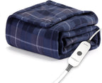 Sunbeam Royal Ultra Fleece Heated Electric Blanket Twin Size, 84" x 62", 12 Heat Settings, 12-Hour Selectable Auto Shut-Off, Fast Heating, Machine Washable, Warm and Cozy, Indigo - Grand Goldman