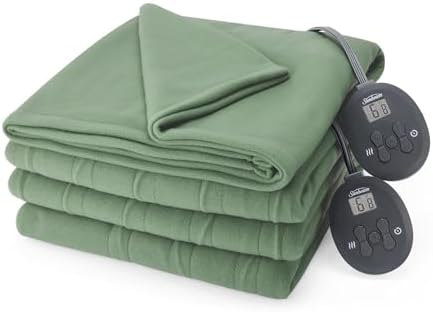 Sunbeam Royal Ultra Fleece Heated Electric Blanket Twin Size, 84" x 62", 12 Heat Settings, 12-Hour Selectable Auto Shut-Off, Fast Heating, Machine Washable, Warm and Cozy, Indigo - Grand Goldman