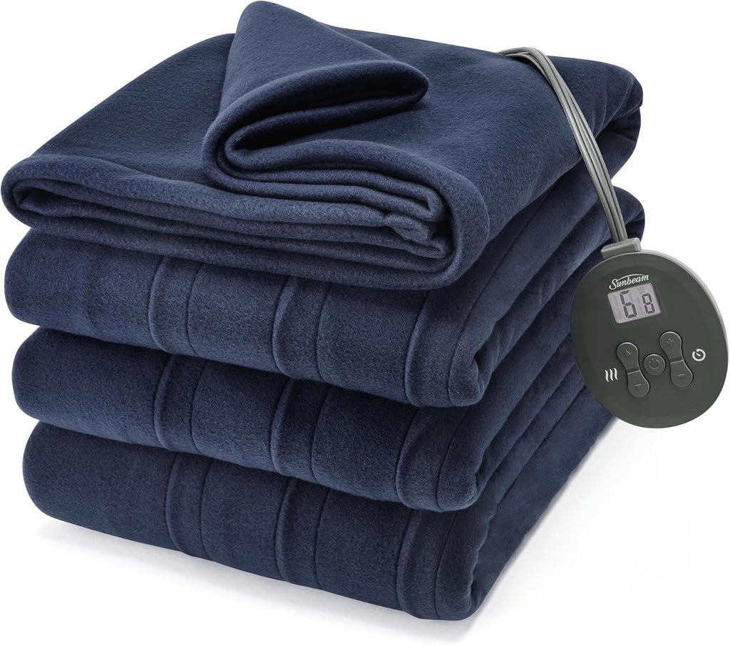 Sunbeam Royal Ultra Rodeen Blue Plaid Heated Personal Throw / Blanket, Cozy-Warm, Adjustable Heat Settings - Grand Goldman