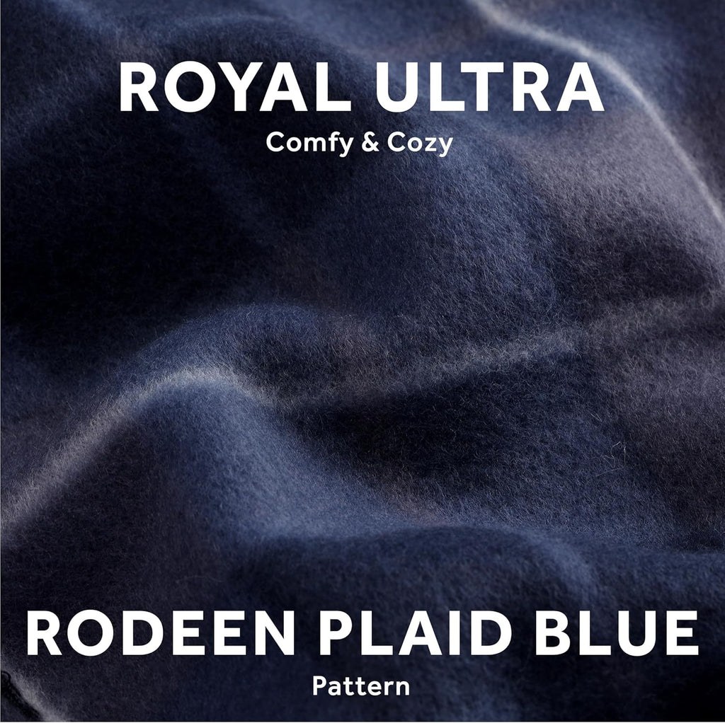 Sunbeam Royal Ultra Rodeen Blue Plaid Heated Personal Throw / Blanket, Cozy-Warm, Adjustable Heat Settings - Grand Goldman