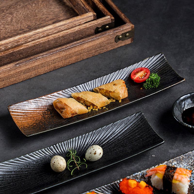 Sushi Japanese Dish Rectangular Ceramic Tableware - Grand Goldman
