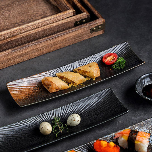 Sushi Japanese Dish Rectangular Ceramic Tableware - Grand Goldman