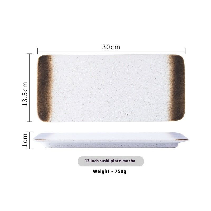 Sushi Plate Household Ceramic Western Cuisine Plate Creative Rectangle Plate Japanese Dish - Grand Goldman