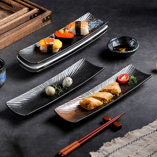 Sushi Japanese Dish Rectangular Ceramic Tableware - Grand Goldman