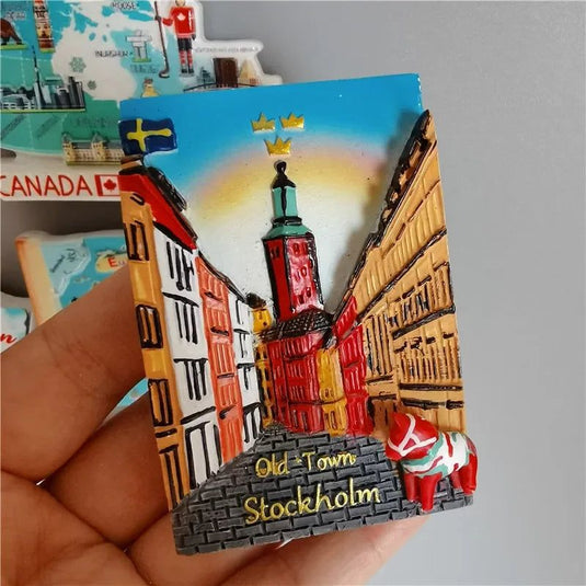 Swedish Fridge Magnets Tourist Souvenir Sweden Malmo Sverige Stockholm Travel Gift Magnetic Refrigerator Sticker Home Decoration - Grand Goldman