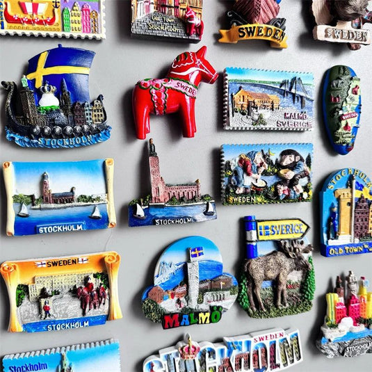 Swedish Fridge Magnets Tourist Souvenir Sweden Malmo Sverige Stockholm Travel Gift Magnetic Refrigerator Sticker Home Decoration - Grand Goldman