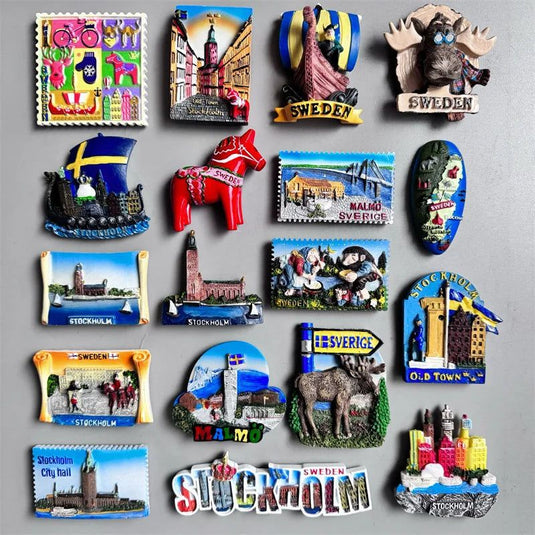 Swedish Fridge Magnets Tourist Souvenir Sweden Malmo Sverige Stockholm Travel Gift Magnetic Refrigerator Sticker Home Decoration - Grand Goldman