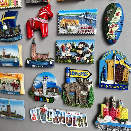 Swedish Fridge Magnets Tourist Souvenir Sweden Malmo Sverige Stockholm Travel Gift Magnetic Refrigerator Sticker Home Decoration - Grand Goldman