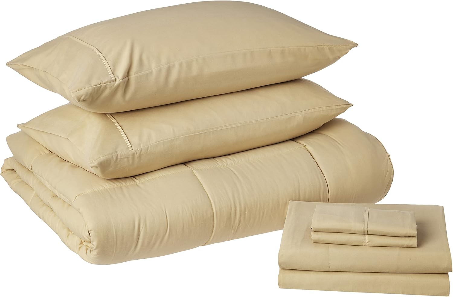 Sweet Home Collection 5 Piece Comforter Set Bag Solid Color All Season Soft Down Alternative Blanket & Luxurious Microfiber Bed Sheets, Gray, Twin - Grand Goldman