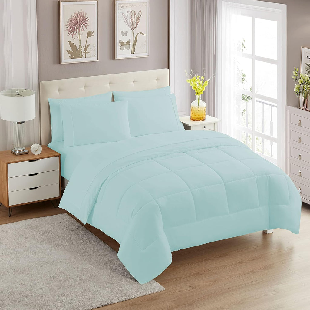 Sweet Home Collection 5 Piece Comforter Set Bag Solid Color All Season Soft Down Alternative Blanket & Luxurious Microfiber Bed Sheets, Gray, Twin - Grand Goldman