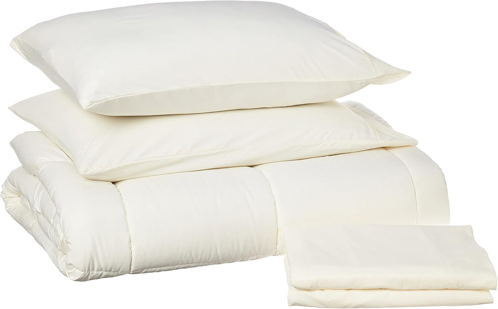 Sweet Home Collection 5 Piece Comforter Set Bag Solid Color All Season Soft Down Alternative Blanket & Luxurious Microfiber Bed Sheets, Gray, Twin - Grand Goldman