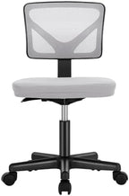 Sweetcrispy Armless Desk Chairs, Ergonomic Low Back Computer Chair No Arms, Adjustable Rolling Mesh Task Work Swivel Chairs with Wheels Work Vanity Chair for Small Spaces Home Bedroom Study, Grey - Grand Goldman