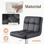 Sweetcrispy Bar Stools Set of 4, PU Leather Adjustable Swivel Barstools, Armless Hydraulic Kitchen Counter Height Bar Stools, Thickened Seat Cushion Square Island Barstools with Back, Black - Grand Goldman