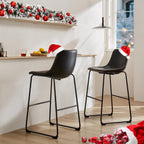 Sweetcrispy Counter Height Bar Stools Set of 4, Modern Counter Stool Faux Leather Barstools with Back, 26 inch Seat Height Island Stools Countertop Comfortable Brown Bar Chairs with Metal Legs - Grand Goldman