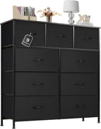 Sweetcrispy Dresser for Bedroom, Chest Organizer Unit with 8 Fabric Bins, Fabric Storage Tower, Drawer Organizer with Steel Frame, Wooden Top for Nursery, Living Room, Closet - Grand Goldman