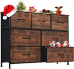 Sweetcrispy Dresser for Bedroom, Chest Organizer Unit with 8 Fabric Bins, Fabric Storage Tower, Drawer Organizer with Steel Frame, Wooden Top for Nursery, Living Room, Closet - Grand Goldman