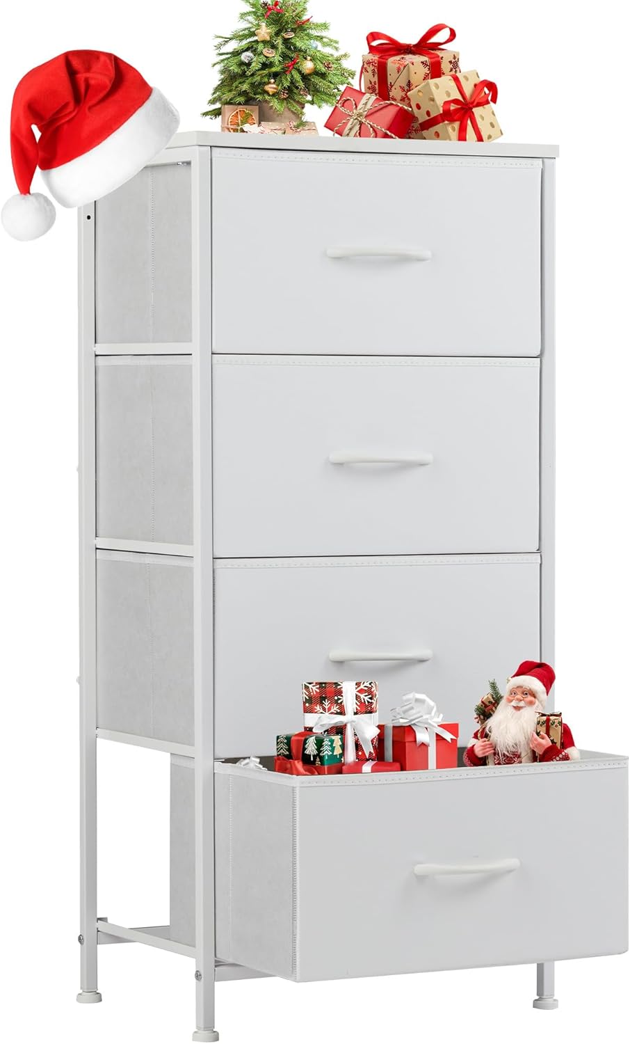 Sweetcrispy Dresser for Bedroom, Chest Organizer Unit with 8 Fabric Bins, Fabric Storage Tower, Drawer Organizer with Steel Frame, Wooden Top for Nursery, Living Room, Closet - Grand Goldman